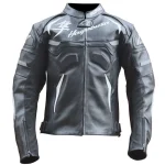 Suzuki Hayabusa Motorbike Leather Racing Jacket Black White Front