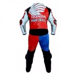 Honda Moriwaki Leather Racing Suit Red Blue White Back