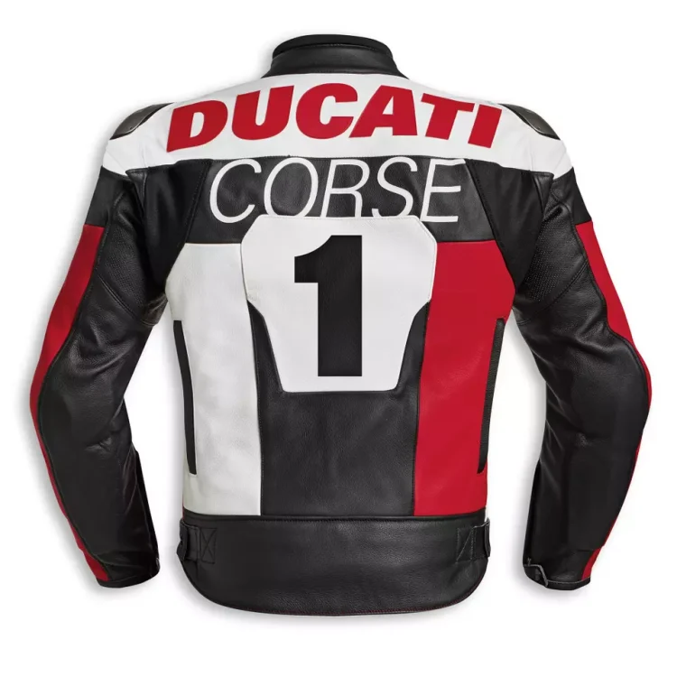 Ducati Corse Motorbike Racing Jacket Red White Black Back