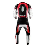 Honda CBR Motorbike Leather Racing Suit Black White Back