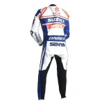 Suzuki R GSX Leather Racing Suit White Blue Red Back