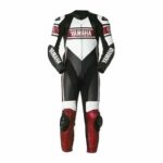 Yamaha Motorbike Leather Racing Suit Black White Red Front