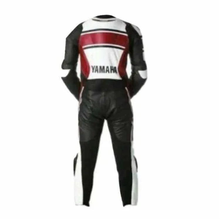 Yamaha Motorbike Leather Racing Suit Black White Red Back