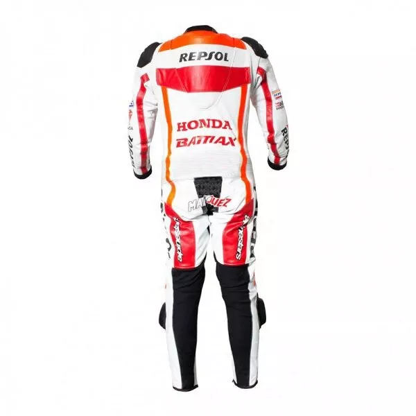 Honda Repsol Motorcycle Leather Racing Suit Orange White Red Black Back