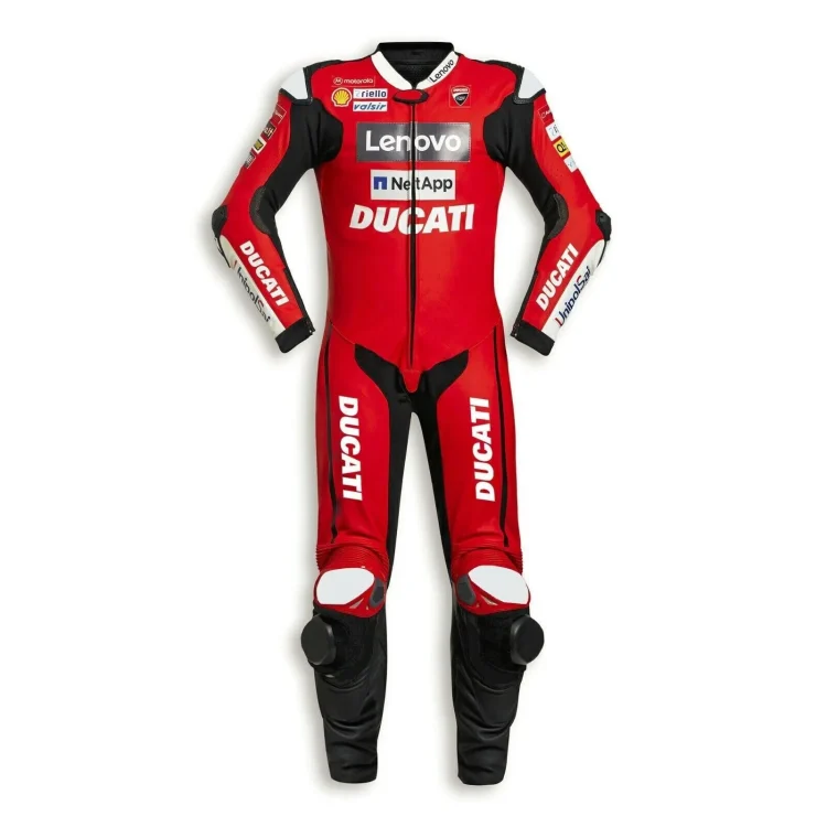 Custom Ducati Motorcycle Leather Racing Suit Red Black Front